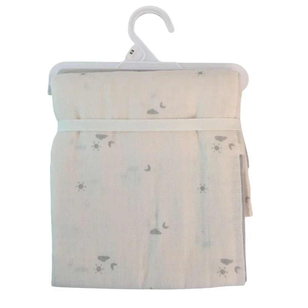 Carters Cotton Receiving Blanket 2-Pack Sun Moon‎ Cloud Design Green Cream NWT